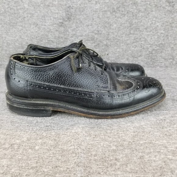 ✅VTG Regal Black Leather Dress Oxfords Longwing Brogue Men\'s Shoes 8 Wide